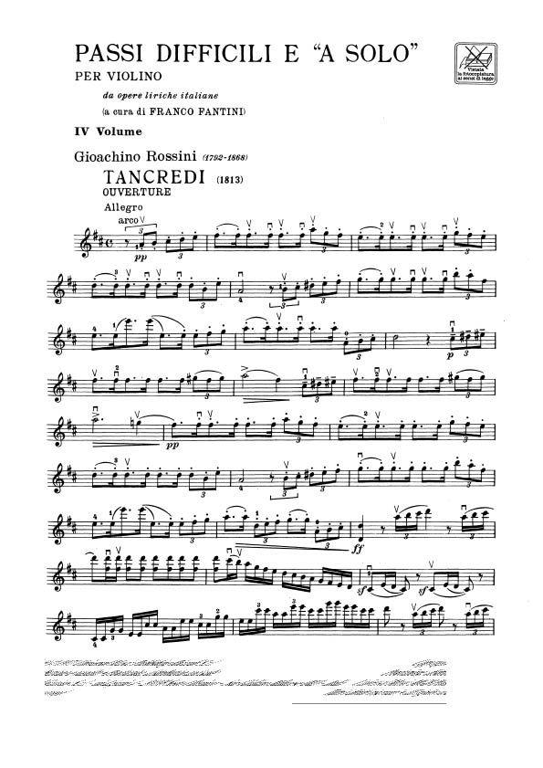 Passi Difficili E A Solo Da Opere Liriche Italiane - Per Violino - Volume Iv - pro housle